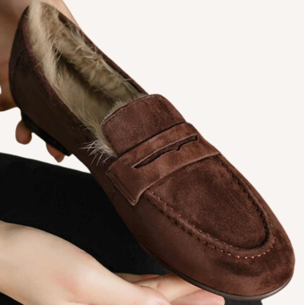 M.A.M.A. Women's Winter Suede Black & Brown Loafers